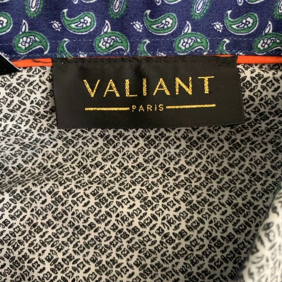 Valiant Button Up Flip Cuff Shirt M Black White Geometric Long Sleeves Cotton - Picture 6 of 7